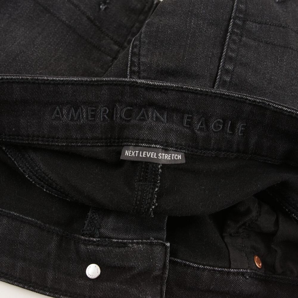 American Eagle Next Level High Rise Shortie Black Denim Jean Short Womens Sz 16 - Picture 7 of 10